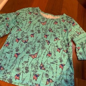 Blue Shirt with Butterflies